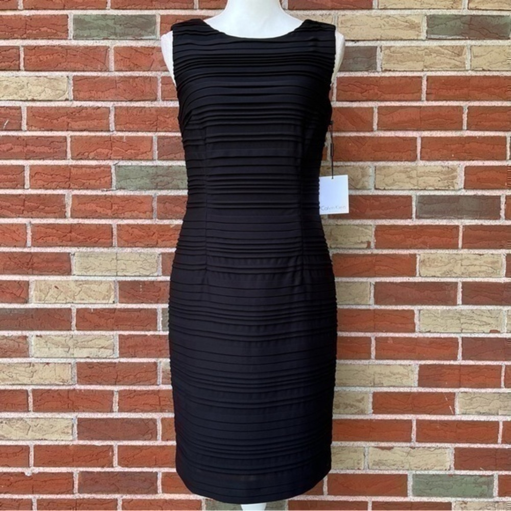 Calvin Klein Textured Round Neck NWT Black Sleeveless Mini Dress 👗